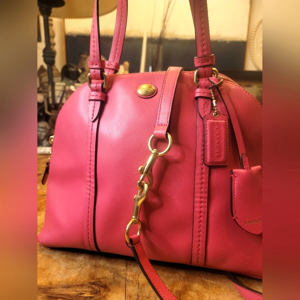 Coach Saffiano Leather Peyton Cora Dome Top Handle Crossbody Bag